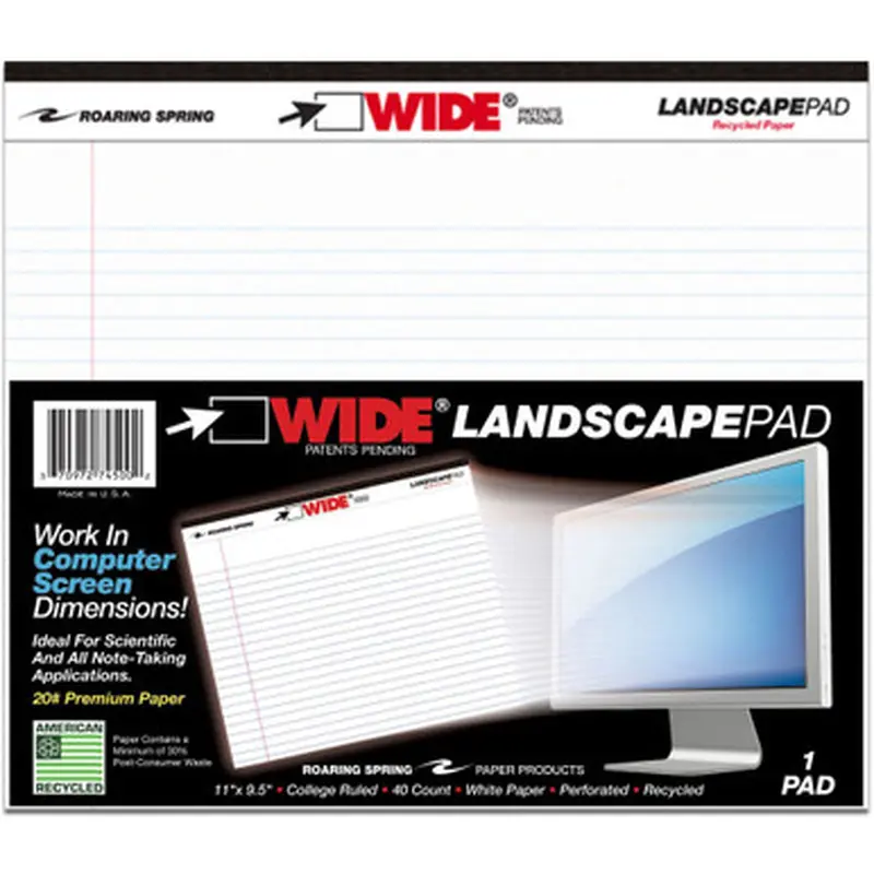Roaring Spring 74500 Wide College Ruled Landscape Legal Pad