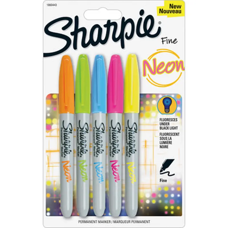 Sharpie 1860443 Fine Neon Permanent Markers