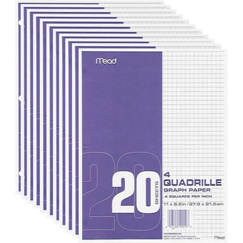 Mead 19010 Quad Ruled 3 - Hole Graph Paper - Letter