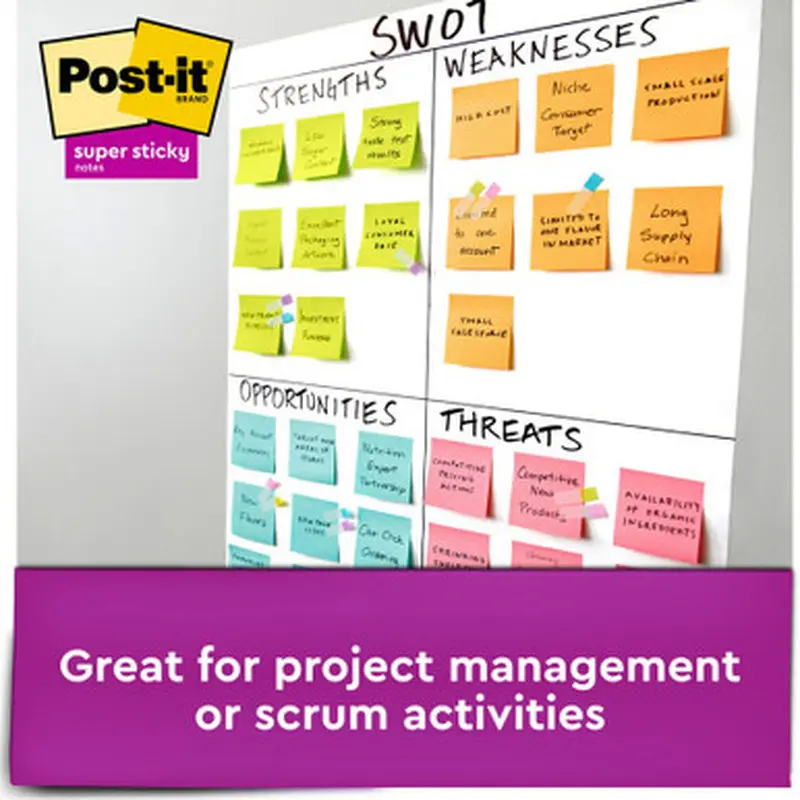 Post-it 65412SSMIA Super Sticky Notes - Supernova Neons Color Collection