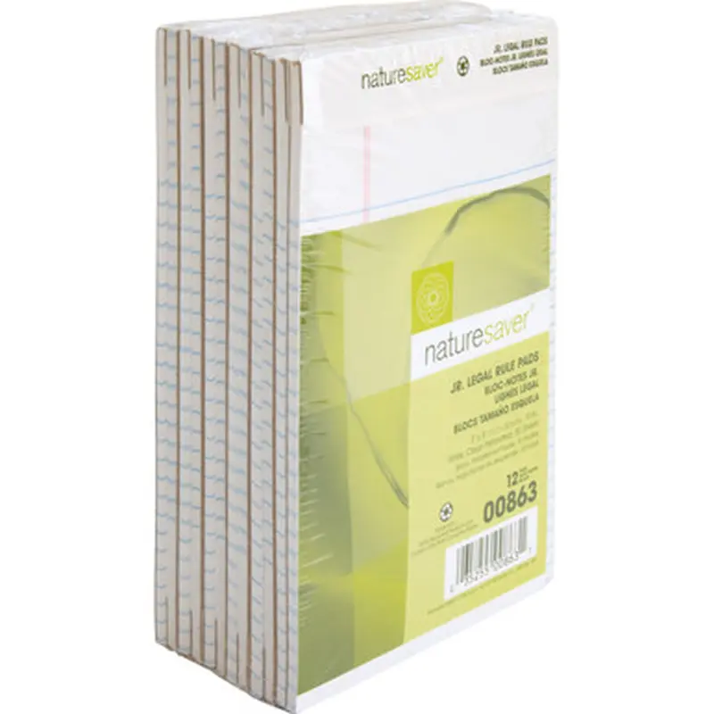 Nature Saver 00863 100% Recycled White Jr. Rule Legal Pads - Jr.Legal