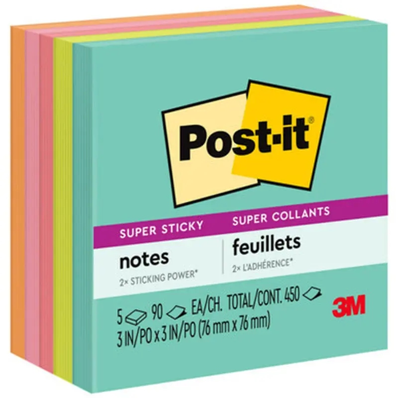 Post-it 6545SSMIA Super Sticky Notes - Supernova Neons Color Collection
