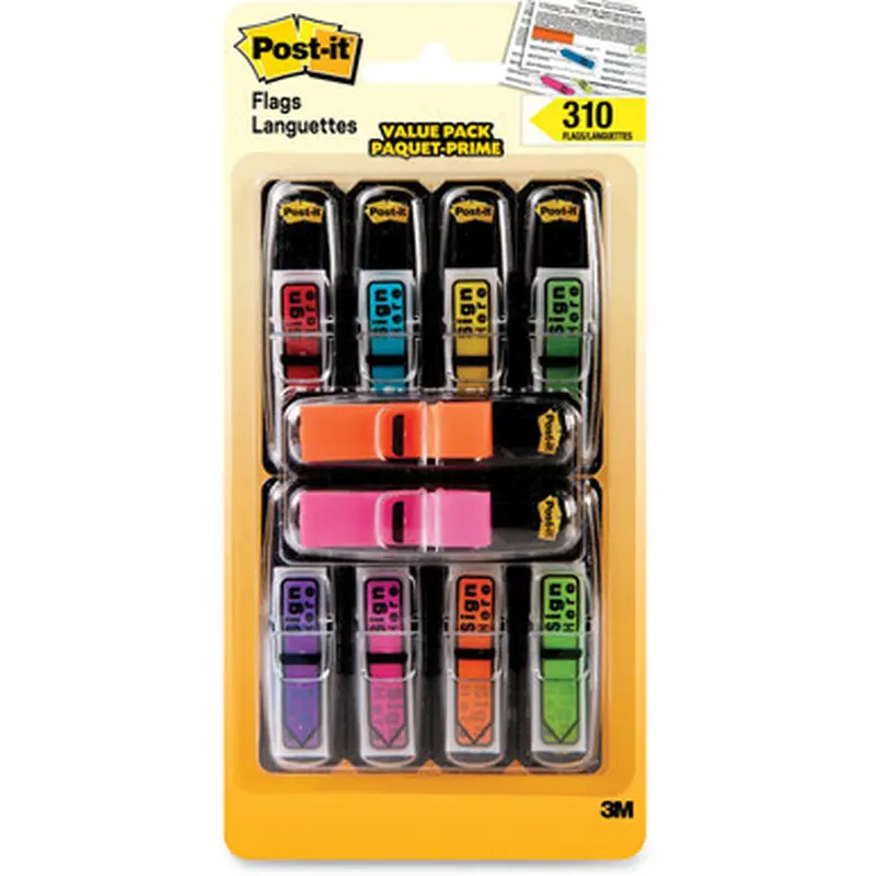 Post-it 684SHVA 1/2&quotW Arrow Message Flags with 70 Bonus Standard Flags - 10 Total Dispensers
