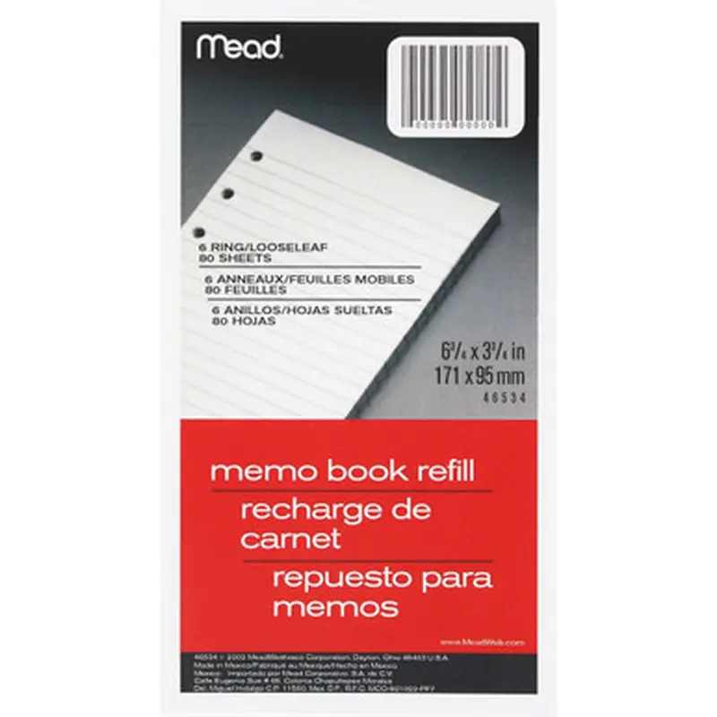 Mead 46534 Memo Book Refill Pages
