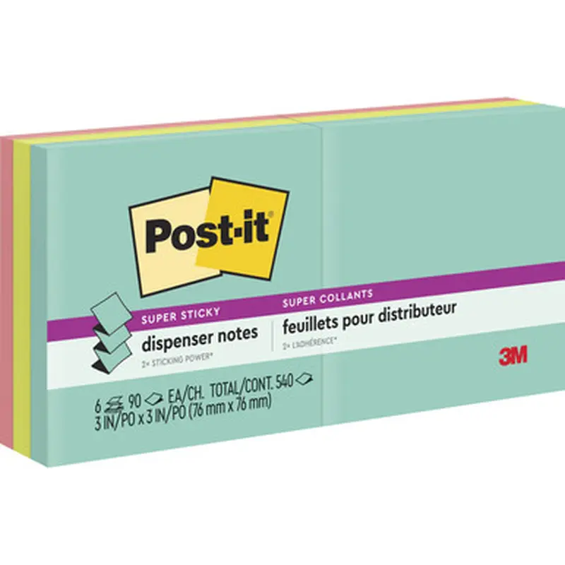 Post-it R3306SSMIA Super Sticky Dispenser Notes - Supernova Neons Color Collection