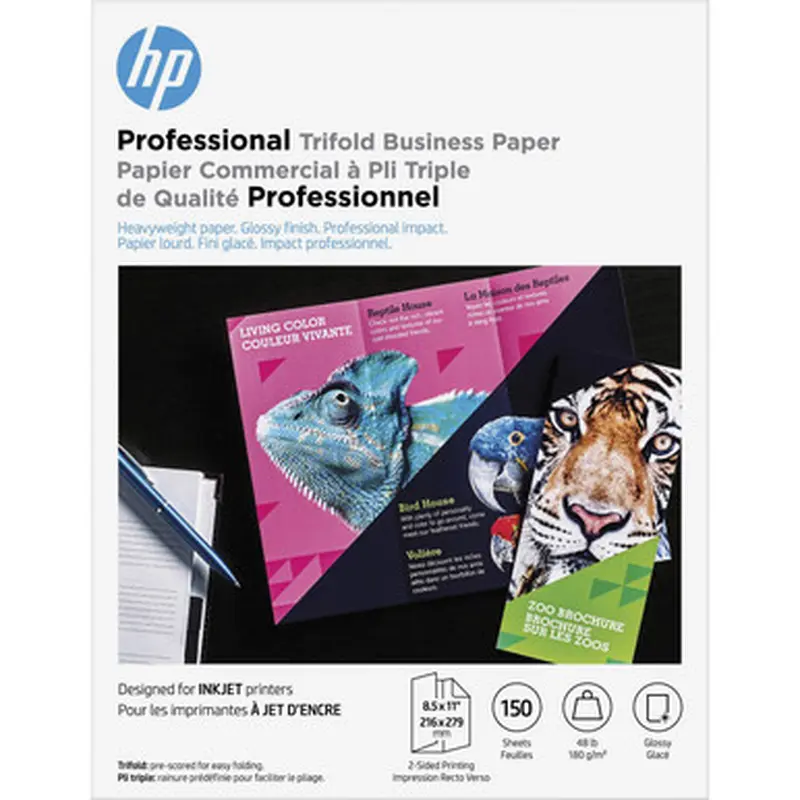 HP 4WN12A 48 lb. Glossy Tri-fold Paper