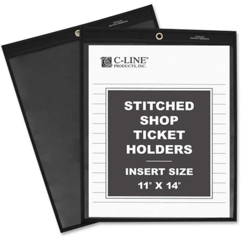 C-Line 45114 Shop Ticket Holders - Stitched - One Side Clear - 11&quot x 14&quot