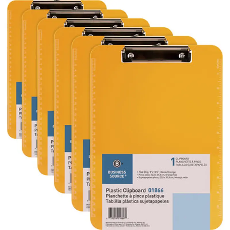 Business Source 01866BD Flat Clip Plastic Clipboard