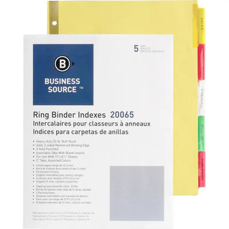 Business Source 20065 Reinforced Insertable Tab Indexes
