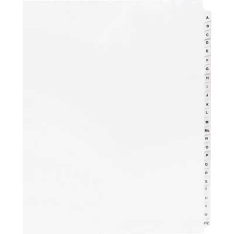 Business Source 05858 A-Z Tab Table of Contents Index Dividers