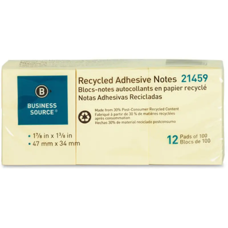 Business Source 21459 Yellow Adhesive Notes