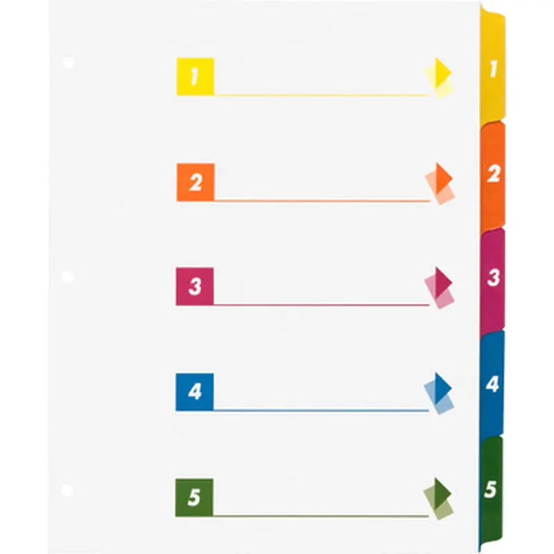 Business Source 21908 Color-coded Table of Contents/Tabs Index Dividers