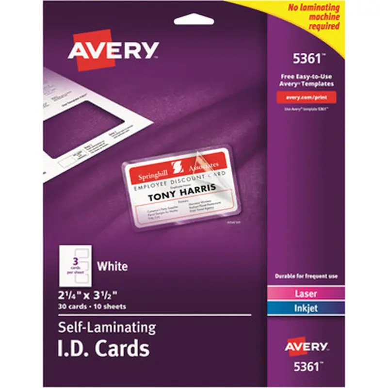 Avery 5361 Laminated I.D. Cards