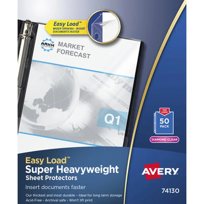 Avery 74130 Diamond Clear Heavyweight Sheet Protectors