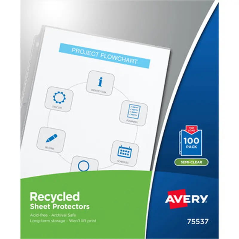 Avery 75537 Economy Recycled Sheet Protectors - Acid-free, Archival-Safe, Top-Loading
