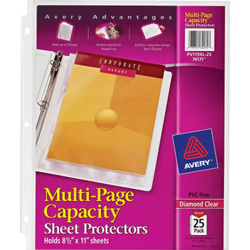 Avery PV119XL25 Diamond Clear Multi-Page Capacity Sheet Protectors