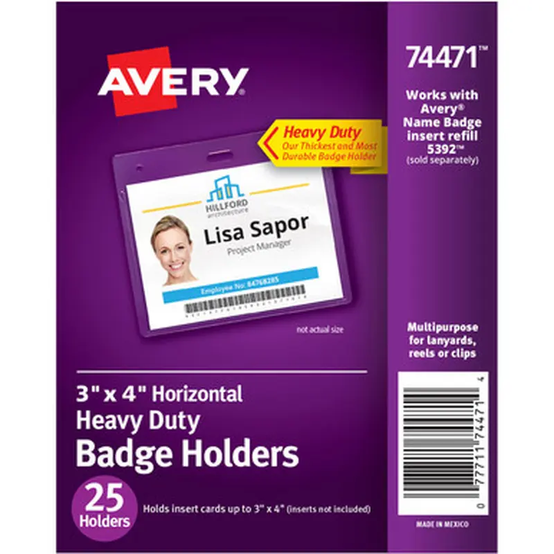 Avery 74471 Heavy-Duty Secure Top Clear Badge Holders