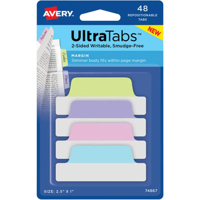 Avery 74867 UltraTabs Repositionable Margin Tabs