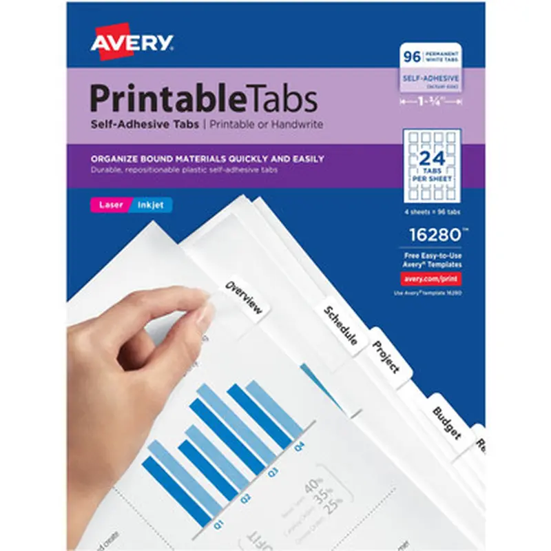 Avery 16280 Printable Repositionable Tabs