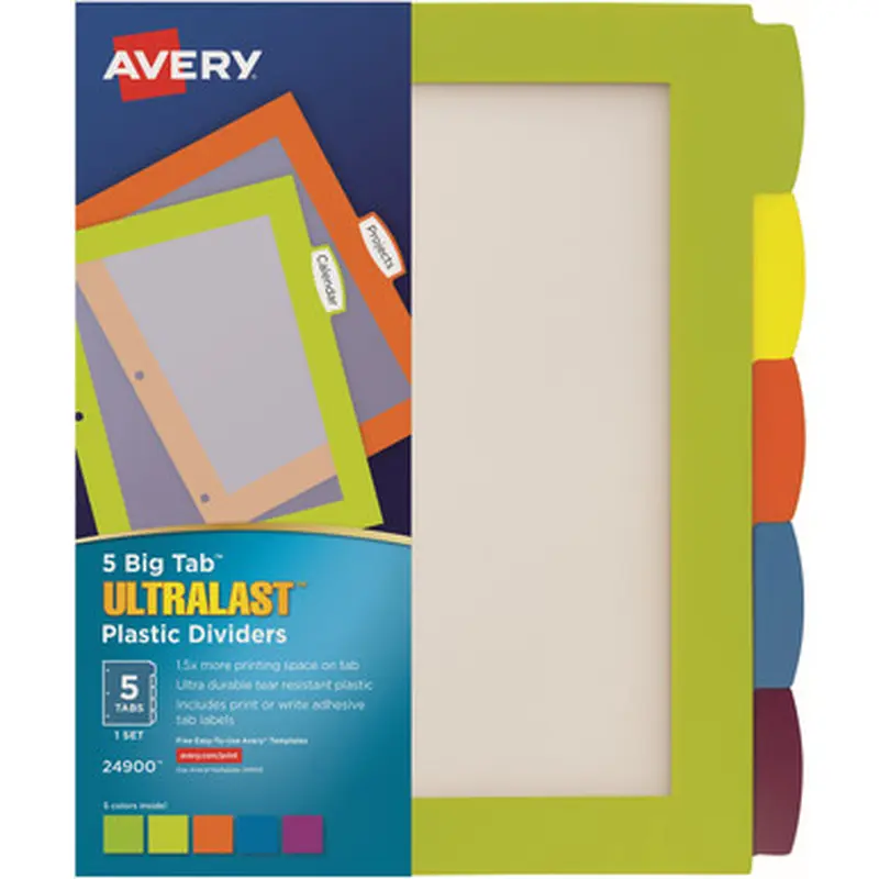 Avery 24900 Ultralast Big Tab Plastic Dividers