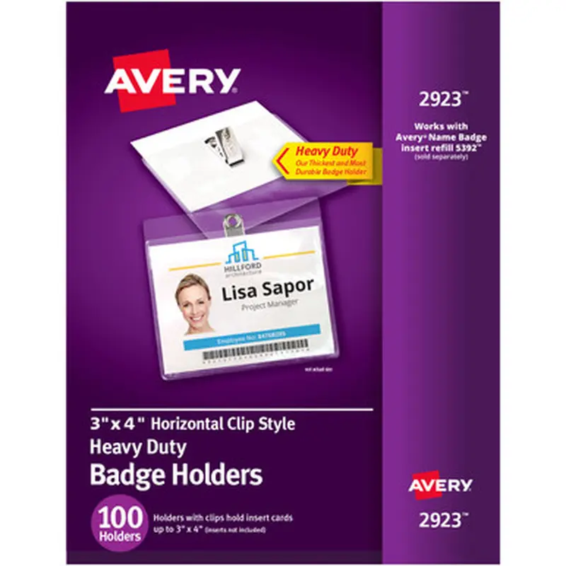 Avery 2923 Heavy-Duty Badge Holders - Clip Style