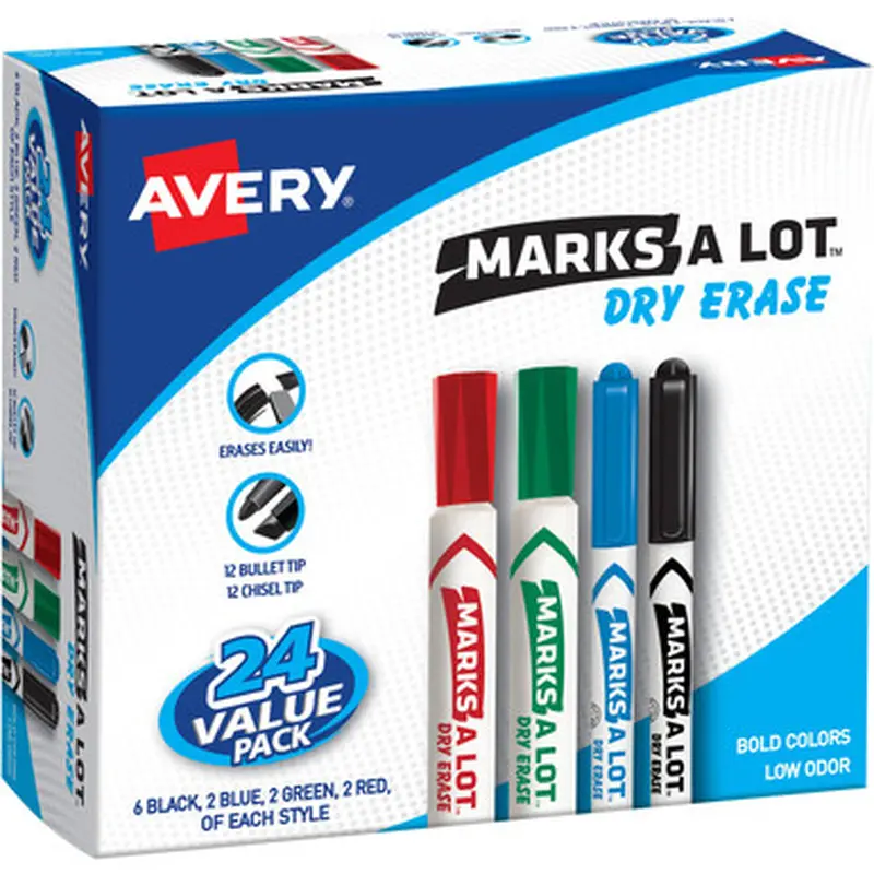 Avery 29870 Desk &amp Pen-Style Dry Erase Markers
