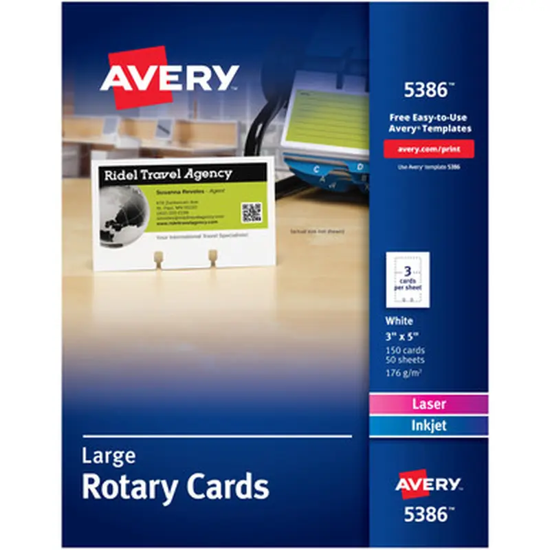 Avery 5386 Uncoated 2-side Printing Rotary Cards