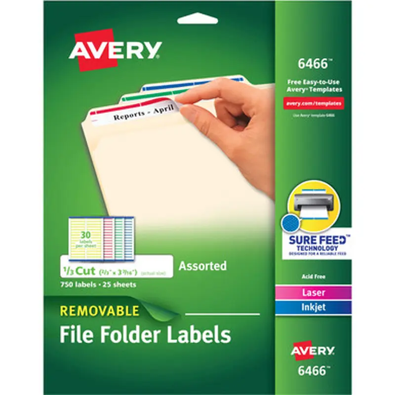 Avery 6466 Removable Laser/Inkjet Filing Labels