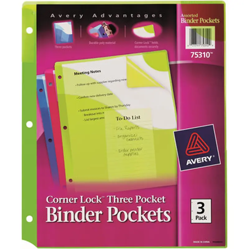 Avery 75310 Corner Lock Binder Pockets