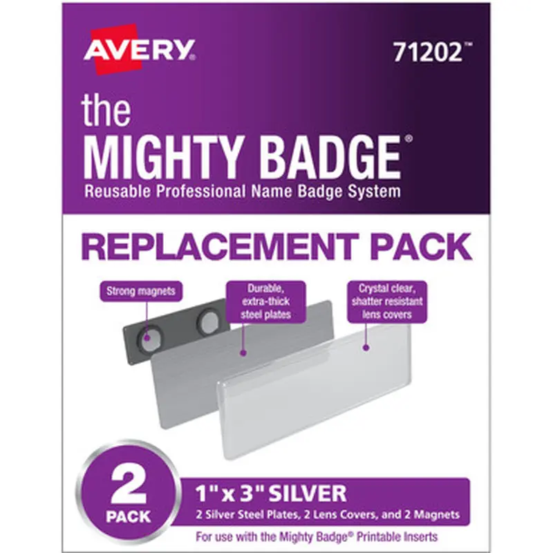 The Mighty Badge 71202 Professional Reusable Name Badge System Replacement Pack