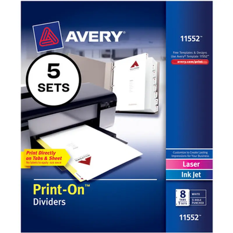 Avery 11552 Customizable Print-On Dividers