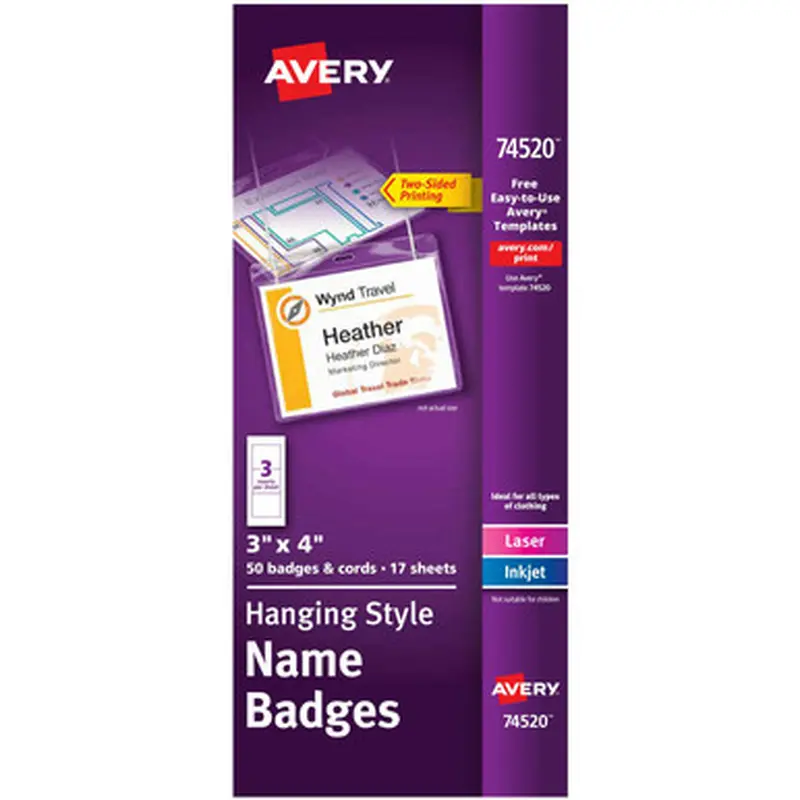 Avery 74520 Hanging Style Name Badges