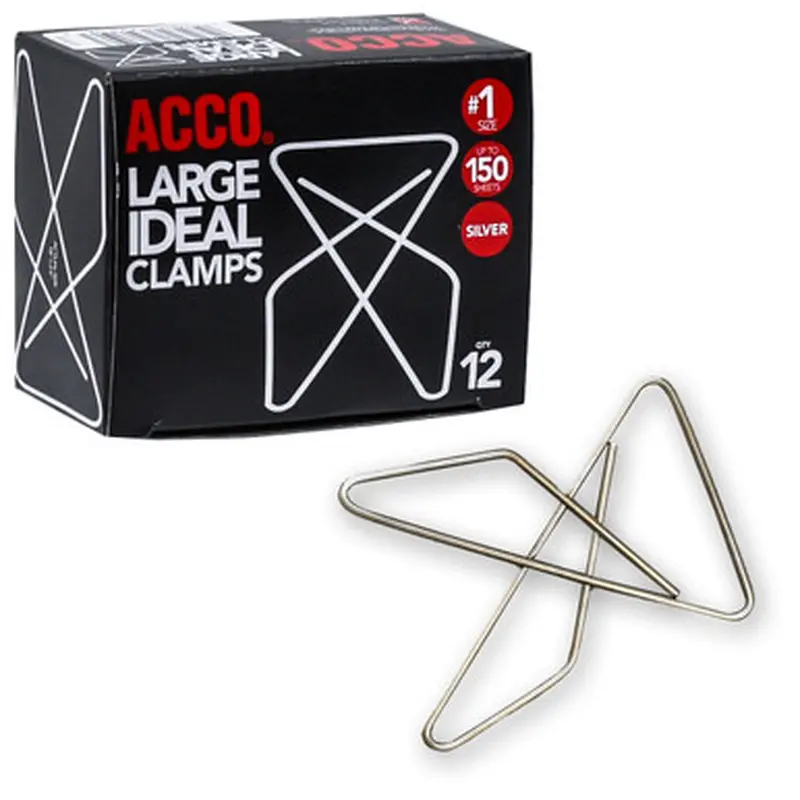 ACCO 72610 Large Ideal Clamps, Size #1, Box of 12