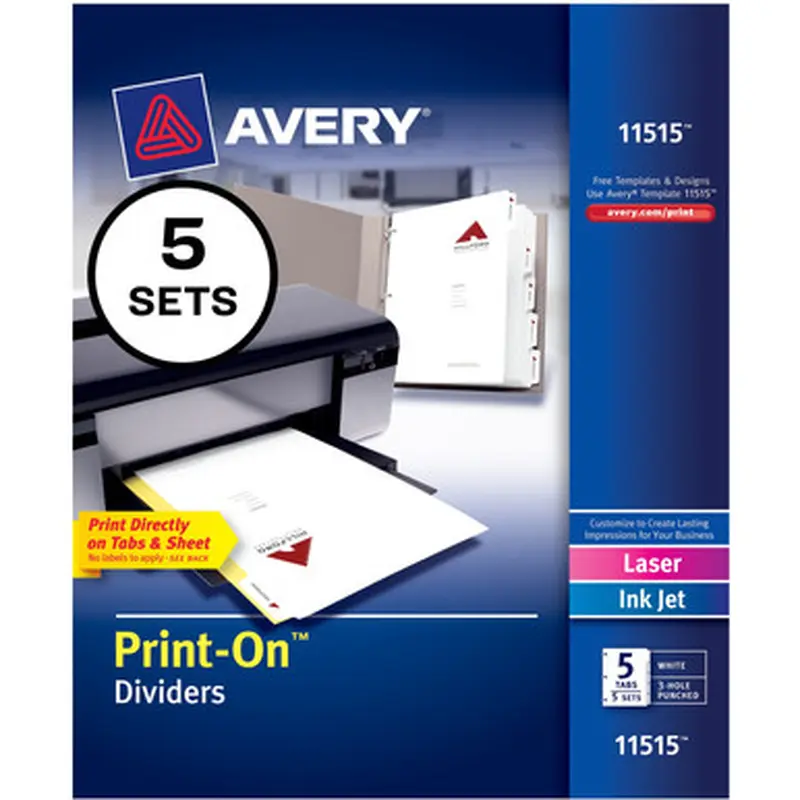 Avery 11515 Customizable Print-On Dividers