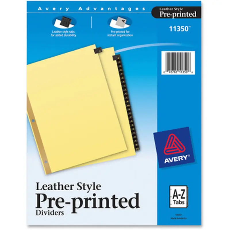 Avery L213 Preprinted Tab Dividers - Gold Reinforced Edge