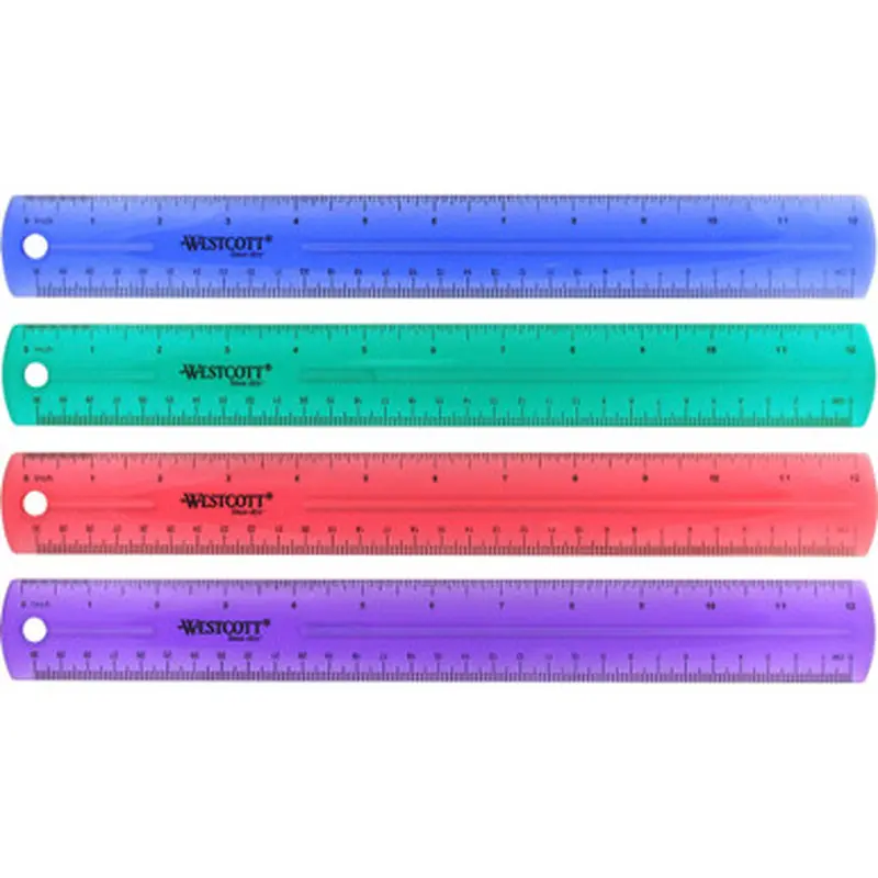 Westcott 12975 Transparent Jeweltone 12&quot Plastic Ruler