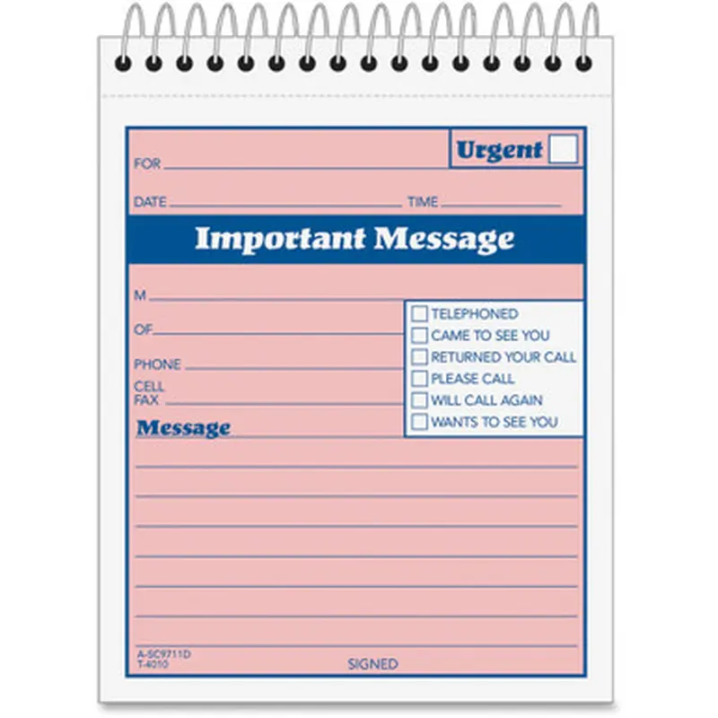 Adams SC9711D Spiral-bound Phone Message Booklet