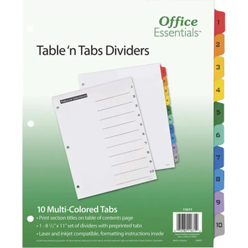Avery 11671 Table &#039N Tabs Numeric Dividers