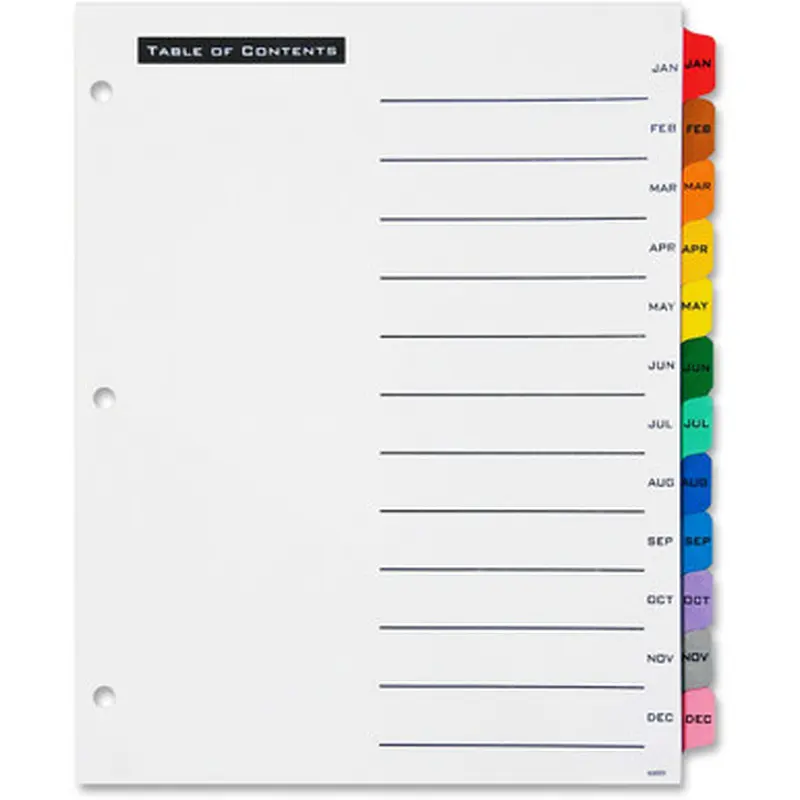 Avery 11679 Table &#039N Tab Monthly Divider Set