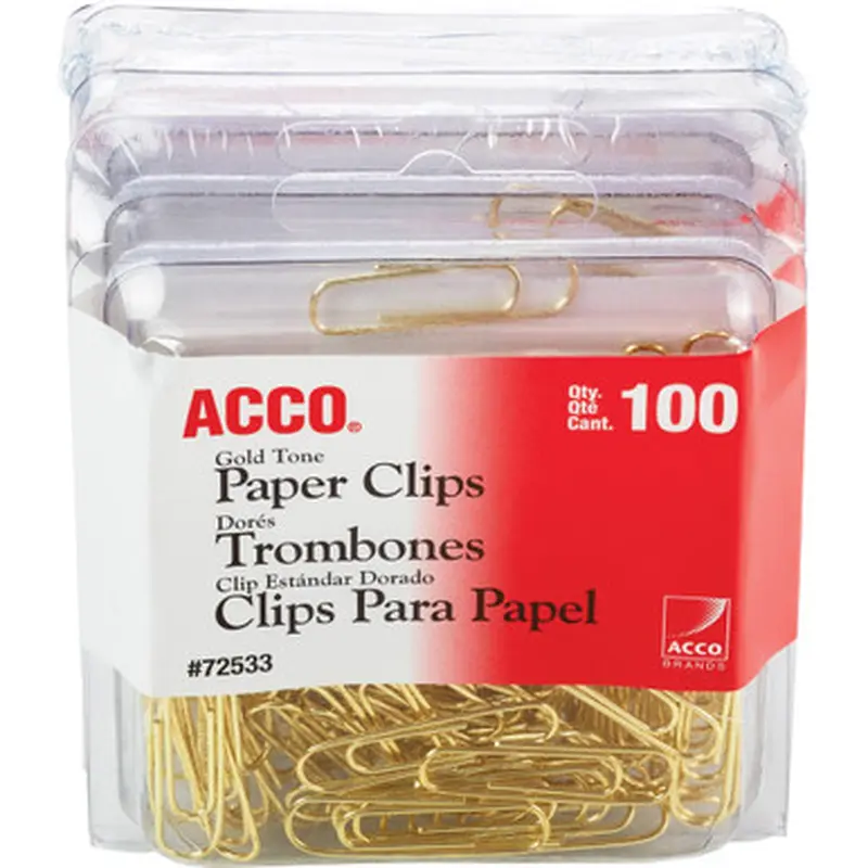 ACCO 72554 Gold Tone Paper Clips