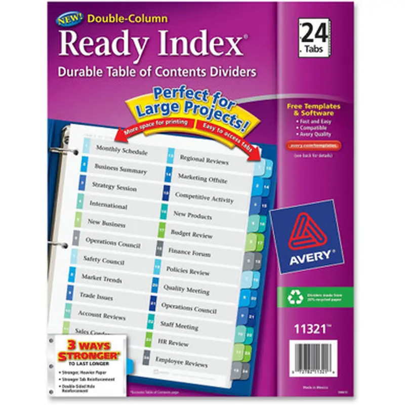 Avery 11321 Two-Column Table Contents Dividers w/Tabs