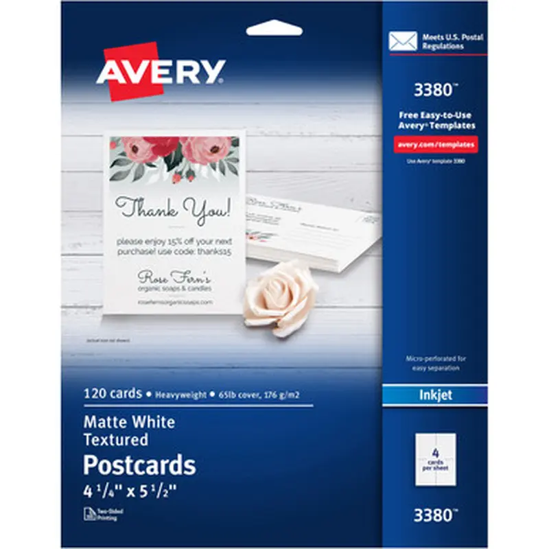 Avery 3380 Matte Textured Postcards