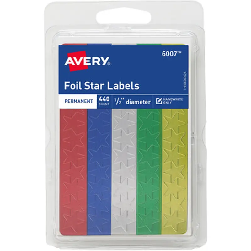 Avery 6007 Assorted Foil Star Labels