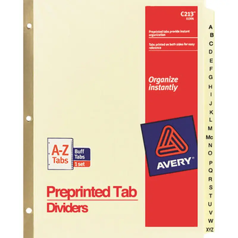 Avery C213 Laminated Dividers - Gold Reinforced