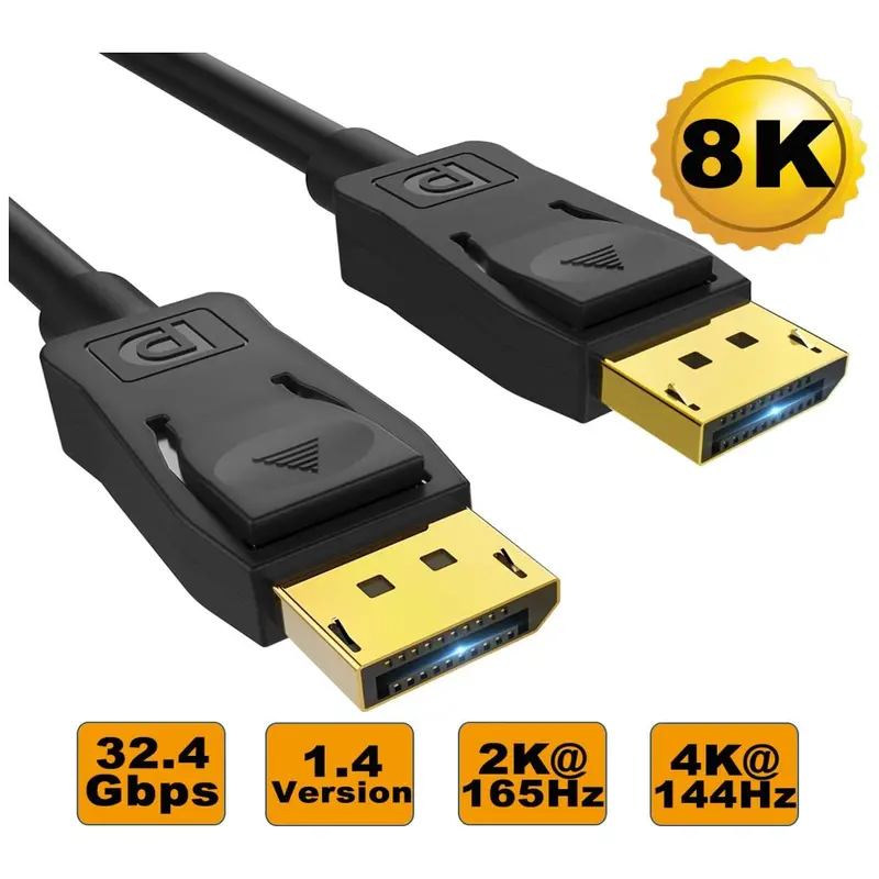 8Ware 3m Ultra 8K DisplayPort DP1.4 Cable - Male to Male Gold Plated 7680x4320 8K@60Hz 4K@144Hz 32.4Gbps UHD QHD FHD HDP HDCP HDTV HDR 28AWG