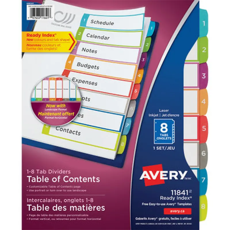 Avery 11841 Ready Index Custom TOC Binder Dividers