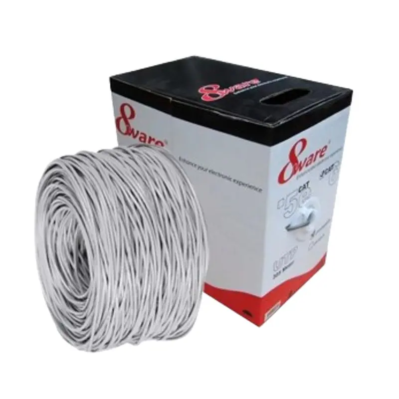 8Ware Cat5E 100m Solid Copper Cable Roll on Box with Dispenser 24AWG 10/100 8-core Oxygen-free Copper 4 Pairs Unshielded White