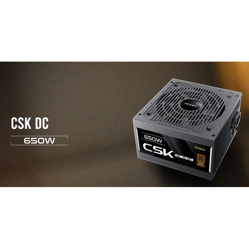 Antec CSK650DC 80  Bronze, PCI-E 5.1,  Continuous Power, DC to DC, Flat Cables,. CircuitShield Protections, Thermal, Reliable Value Power Supply 5yr