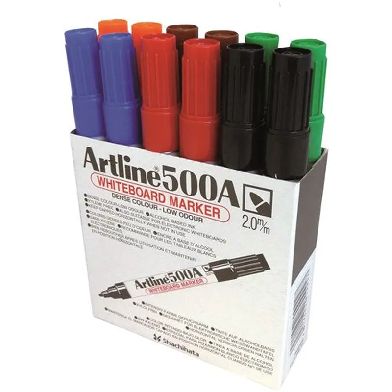 Artline 500A Whiteboard Marker Medium Bullet Assorted Colours Box Of 12