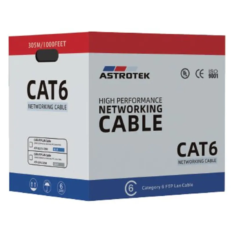 Astrotek CAT6 FTP Cable 305m Roll - Blue Full 0.55mm Copper Solid Wire Ethernet LAN Network 23AWG 0.55cu Solid 2x4p PVC Jacket